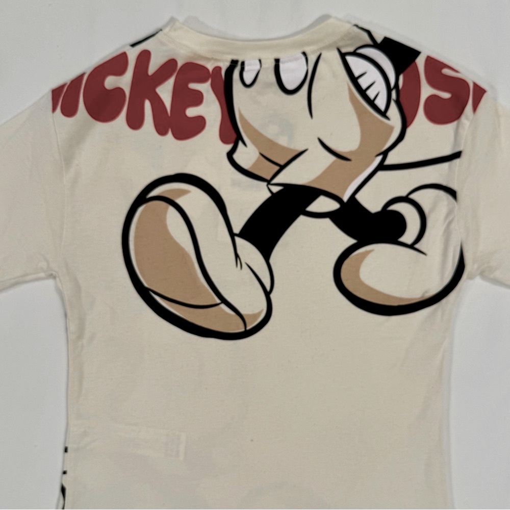New Zara Disney Mickey Mouse Shirt Boys 4-5 Girls Long Sleeves Cream Cotton Fall - Picture 4 of 5
